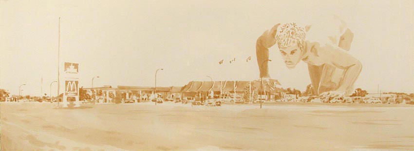 Getting Back to Nature I, 2005<br />
Piss, vinegar (Balsamic), and motor oil on paper