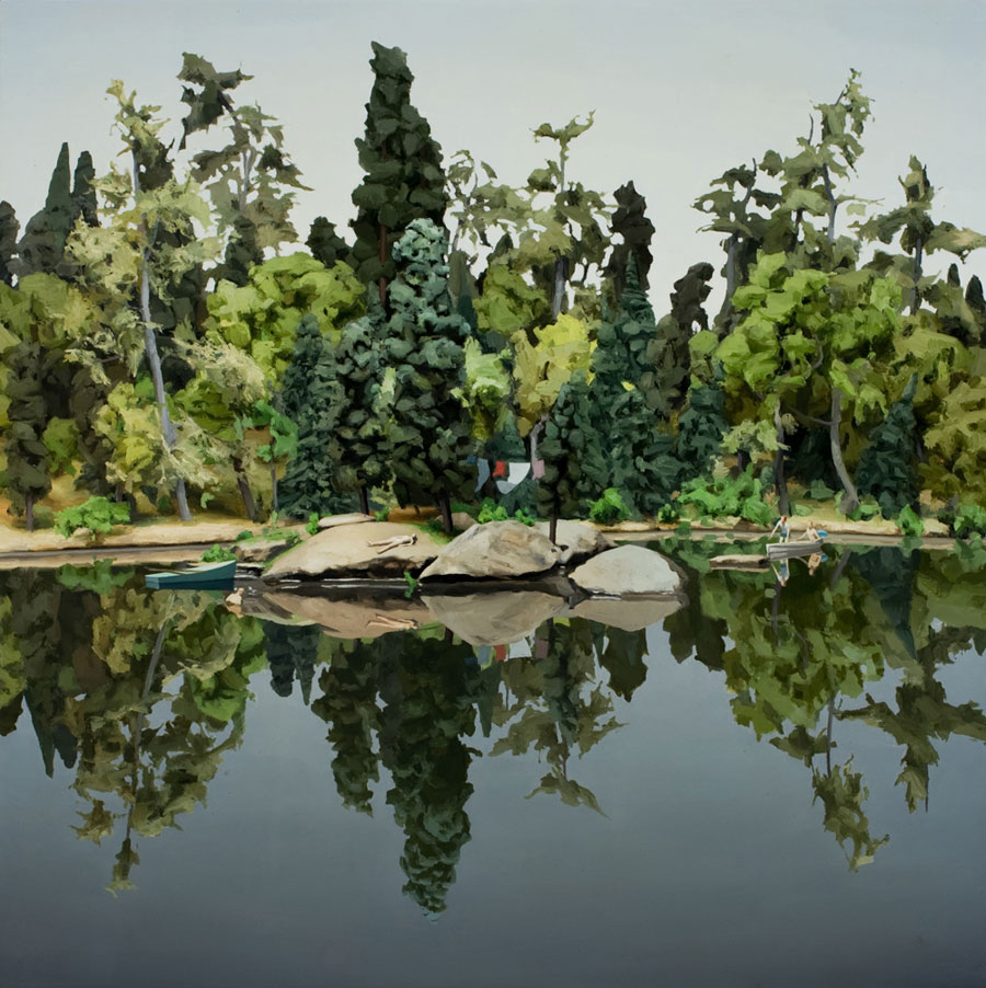 Trespassers, oil on panel, 18 x 18