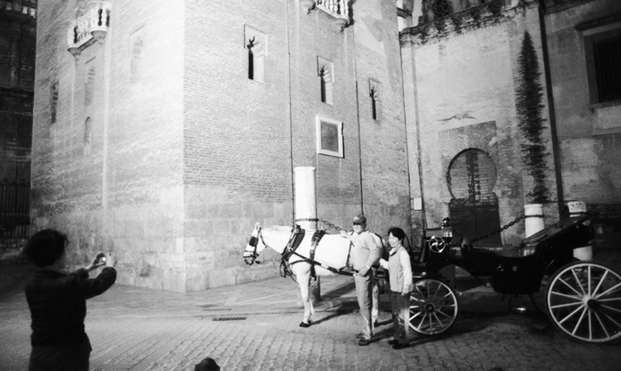 Photo with horse, Seville, Spain, 2006