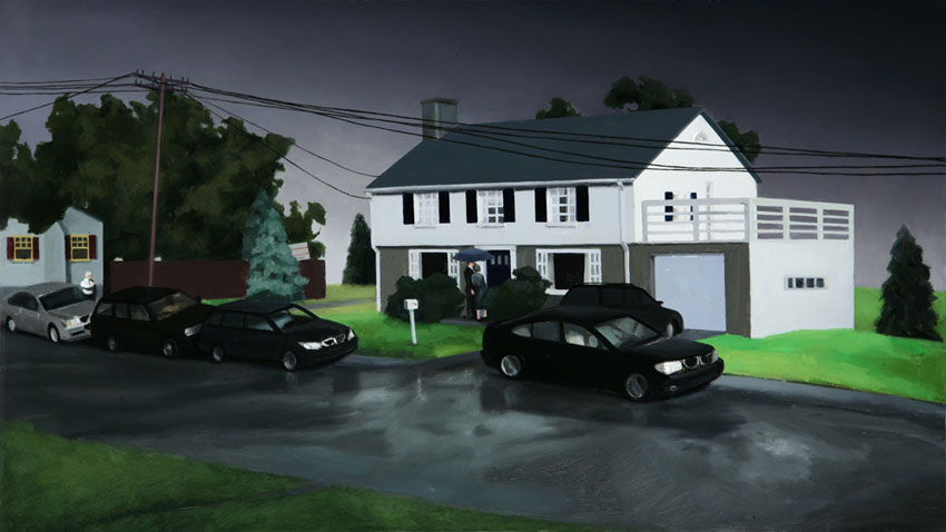 Paying Respects, oil on panel, 9 x 16, 2006