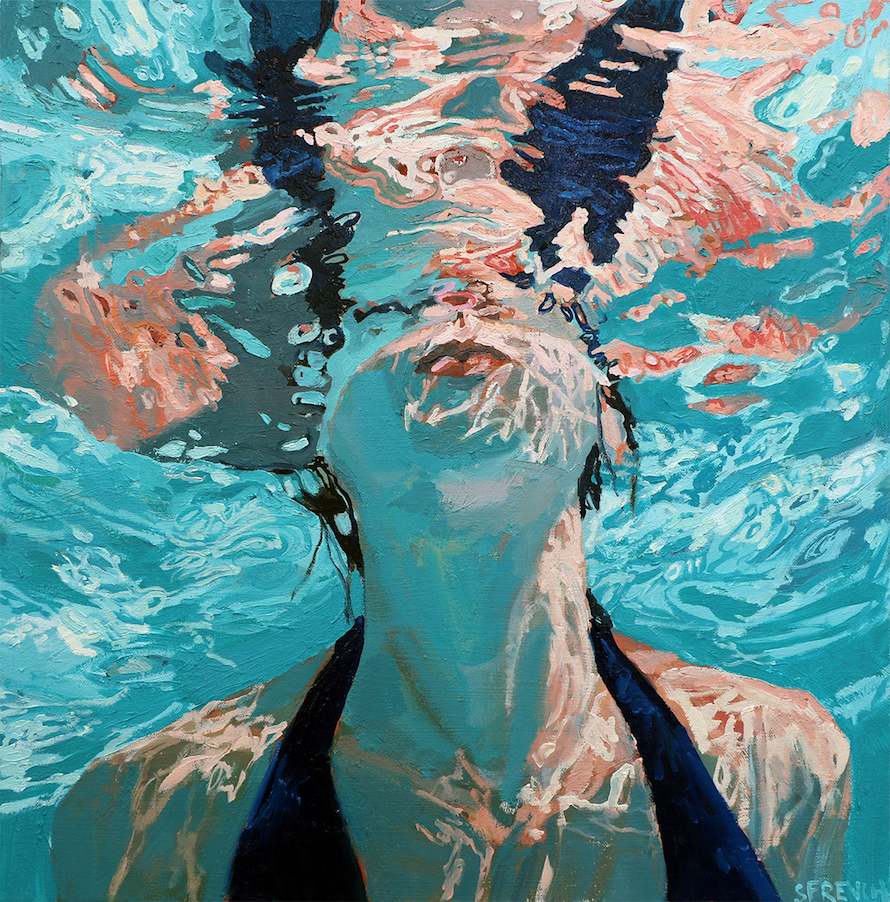 Breathing at the surface III, 20x20”, oil on canvas